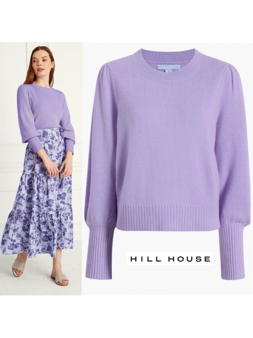 Hill House Cropped Sylvie Sweater in Lilac Size Small